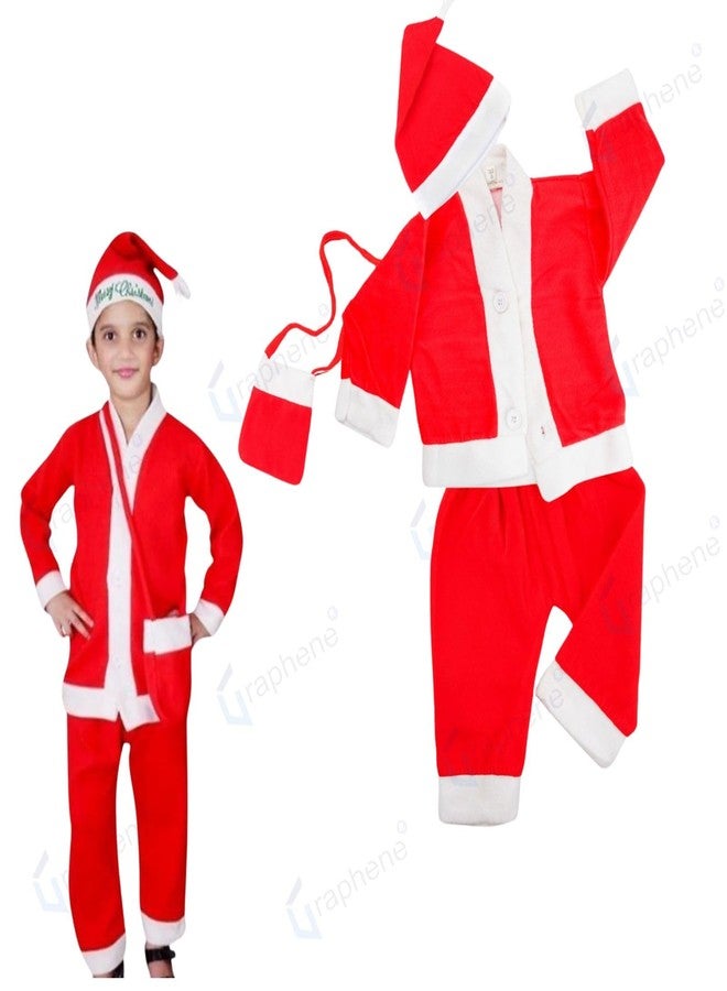 GRAPHENE Santa Claus Dress Christmas Santa Costume for Children With Jacket Pant Cap Pouch For Kids Boy & Girls Size-2 (Pack Of 1) (Age 1 year to 2 years) - Image 5